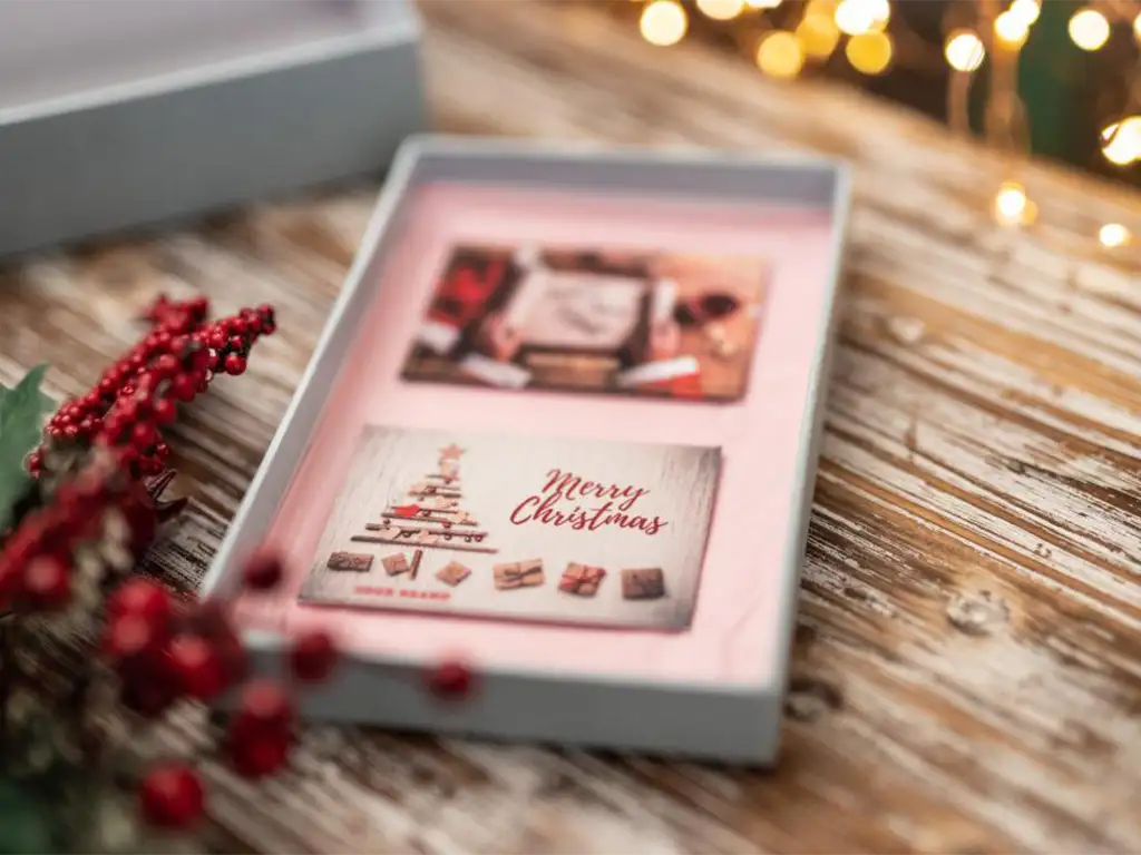 Aimants rectangulaires à l'intérieur d'un emballage de Noël